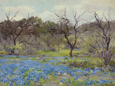 Inizio primavera con bluebonnets e mesquite, 1919 da Julian Onderdonk